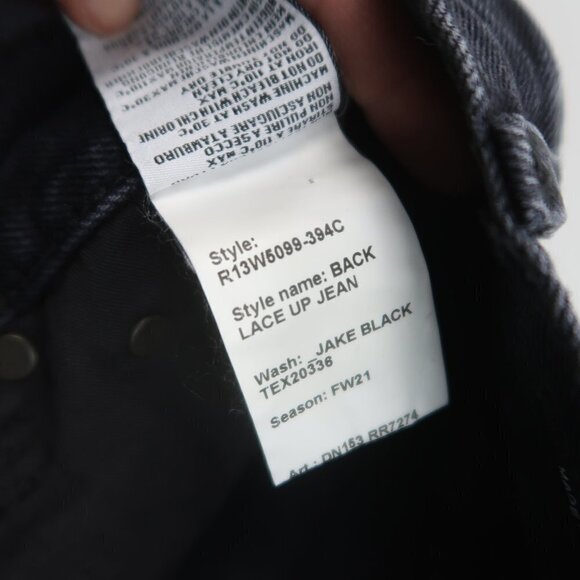 R13 Back Lace Up Jeans in Jake Black Size 27 - Picture 13 of 14